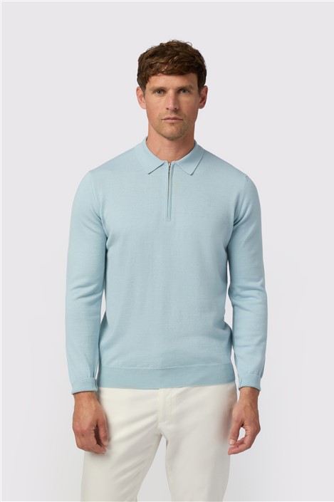 Melka Blue Zip Knit Polo