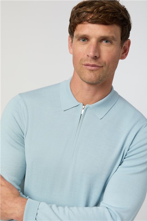 Melka Blue Zip Knit Polo