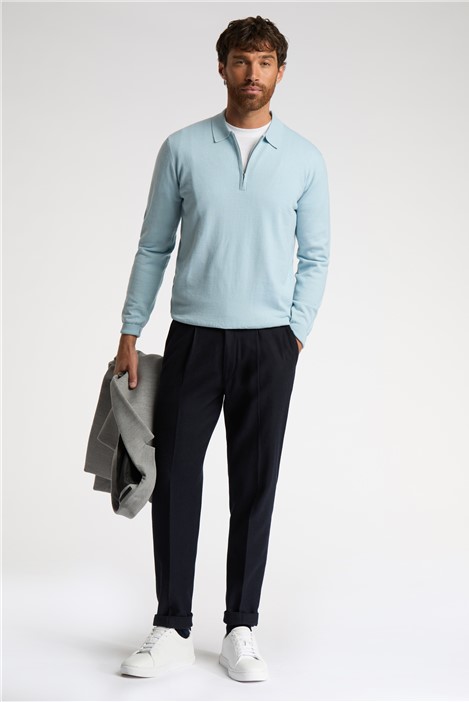 Melka Blue Zip Knit Polo