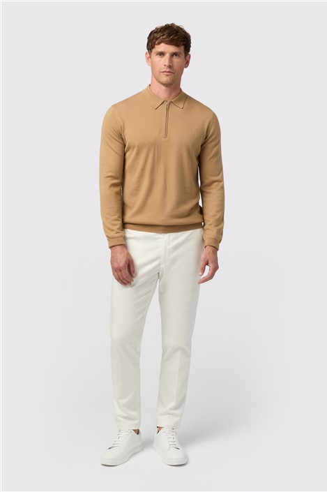 Melka Camel Zip Knit Polo