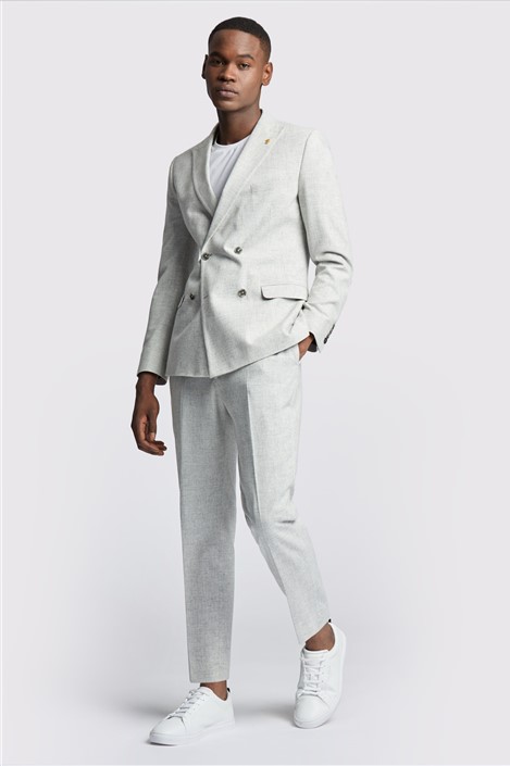 Slim Fitted Cut Mens Double Breasted Suit - Fabric - Flat Front Pants - Orange Suit