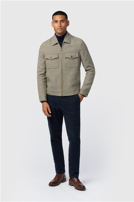 Melka Taupe Check Zip Front Jacket
