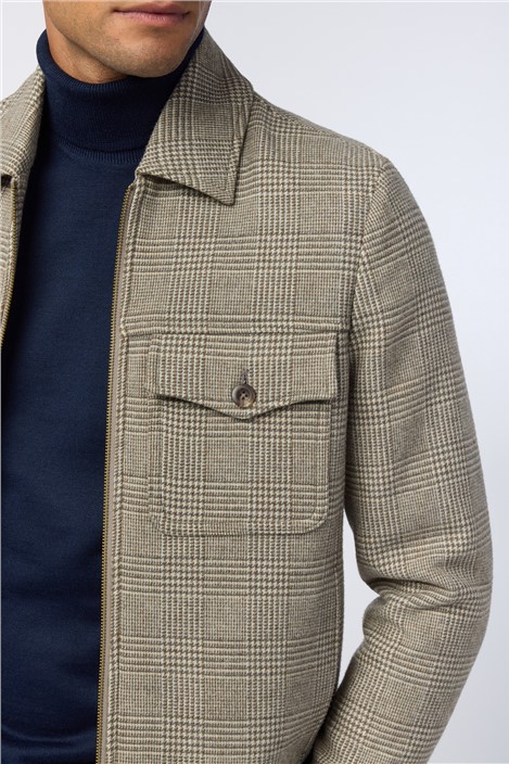 Melka Taupe Check Zip Front Jacket
