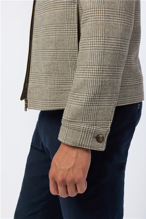 Melka Taupe Check Zip Front Jacket
