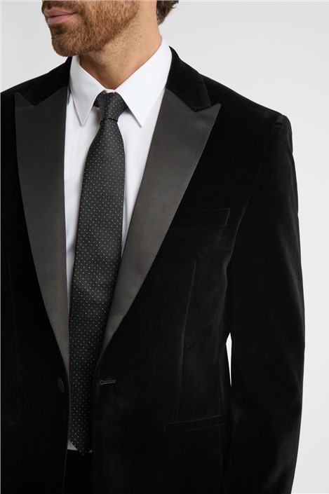 Limehaus Regular Fit Black Velvet Jacket