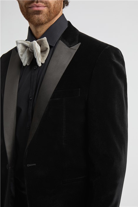 Limehaus Regular Fit Black Velvet Jacket