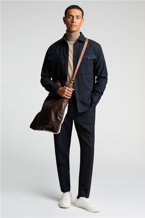 Melka Navy Flannel Long Sleeve Overshirt
