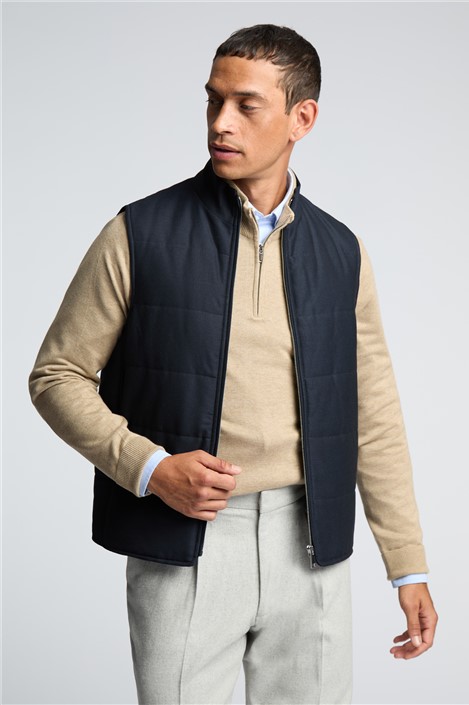 Melka Navy Zip Through Gilet
