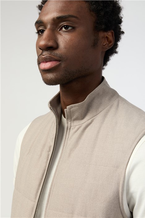 Melka Beige Zip Through Gilet