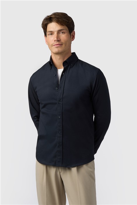 Melka Navy Button Down Collar Overshirt