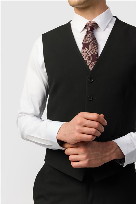 Limehaus Slim Fit Black Stretch Waistcoat
