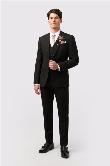 Limehaus Slim Fit Black Stretch Waistcoat