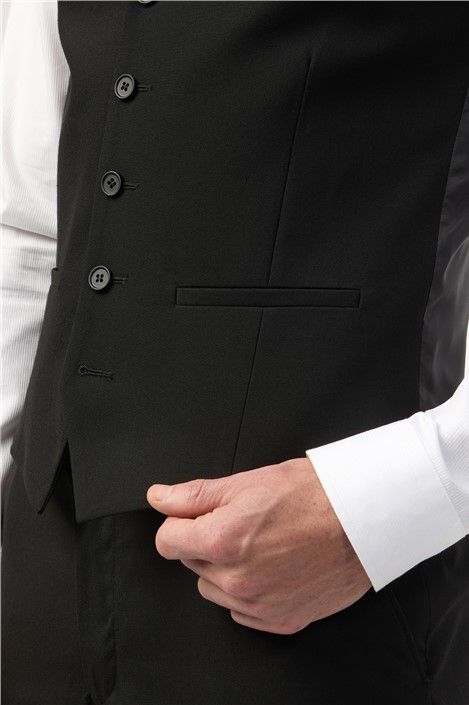 Limehaus Regular Fit Black Stretch Waistcoat