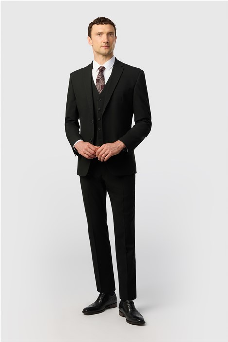 Limehaus Tailored Fit Black Stretch Suit Jacket
