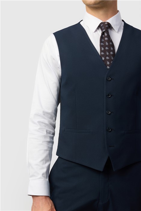 Limehaus Slim Fit Navy Stretch Waistcoat