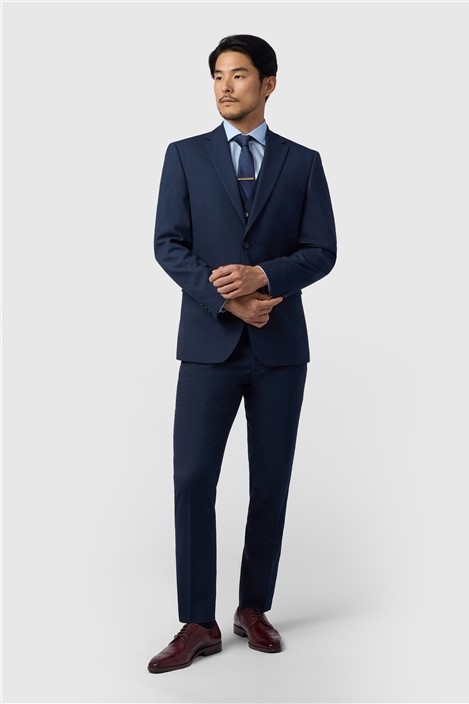Limehaus Regular Fit Navy Stretch Trousers
