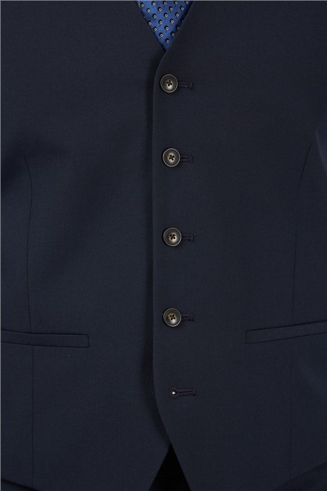 Limehaus Regular Fit Navy Stretch Waistcoat