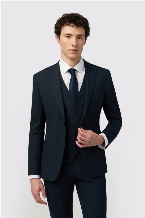 Limehaus Skinny Fit Navy Blue Stretch Mens Suit Jacket