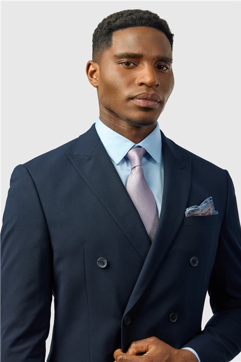Limehaus Slim Fit Navy Stretch Double Breasted Jacket