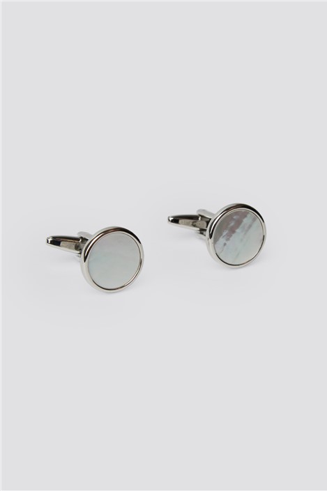 Suit Direct Mother Of Pearl Round Cufflinks 0 Silver Metal
