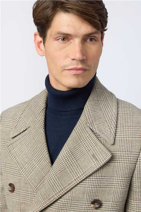 Melka Slim Fit Taupe Check Peacoat
