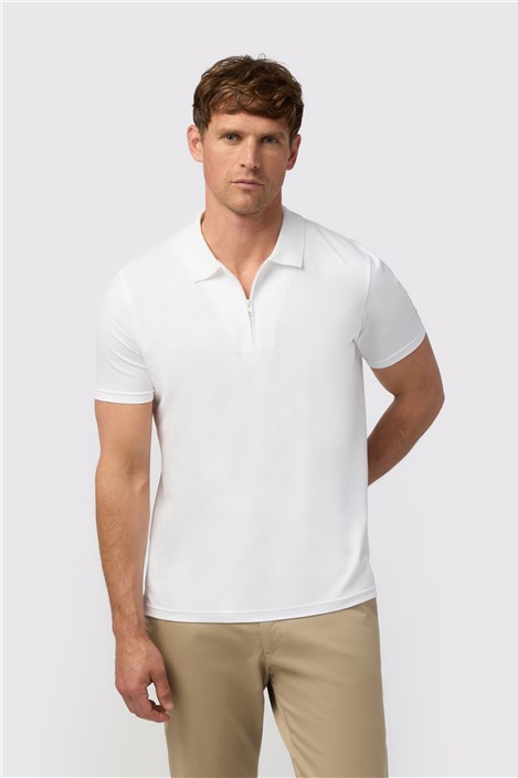 Melka White Quarter Zip Jersey Polo