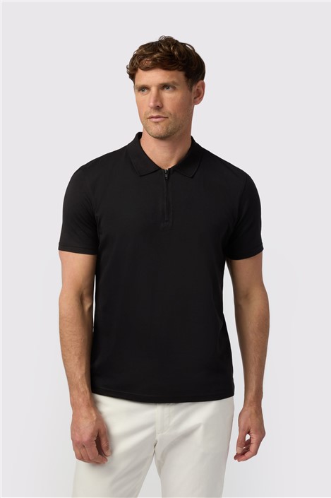 Melka Black Quarter Zip Jersey Polo