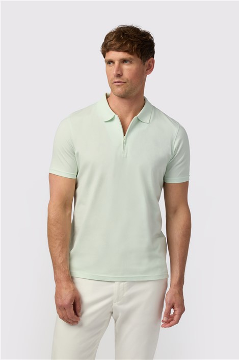 Melka Apple Green Quarter Zip Jersey Polo