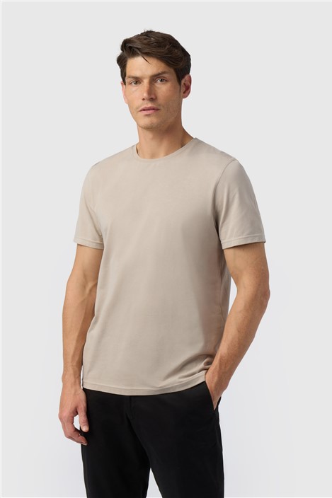 Melka Taupe Crew Neck T-Shirt