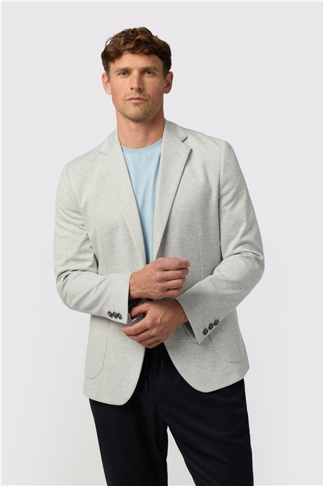 Melka Light Grey Jersey Mens Slim Fit Blazer Formal Casual