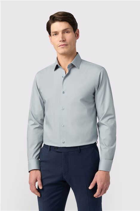 Limehaus Slim Fit Duck Egg Stretch Shirt
