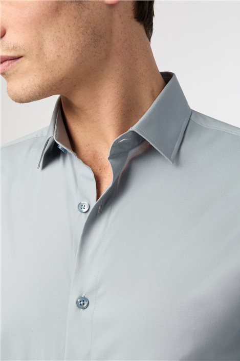 Limehaus Slim Fit Duck Egg Stretch Shirt