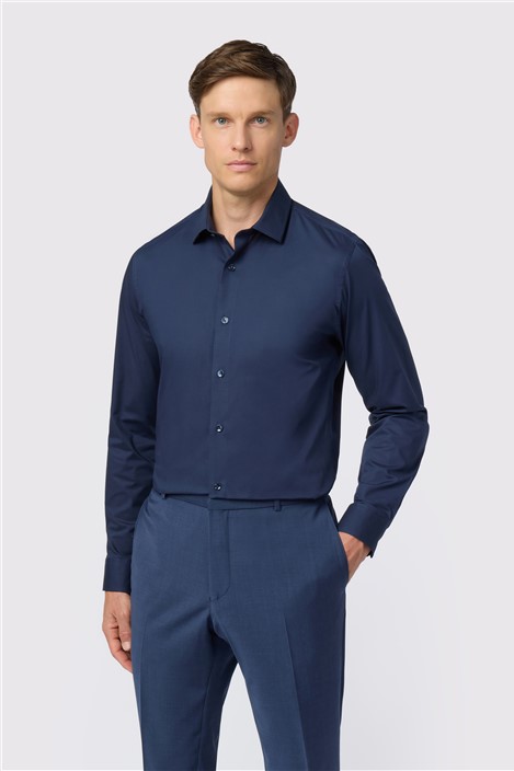 Limehaus Slim Fit Navy Stretch Shirt