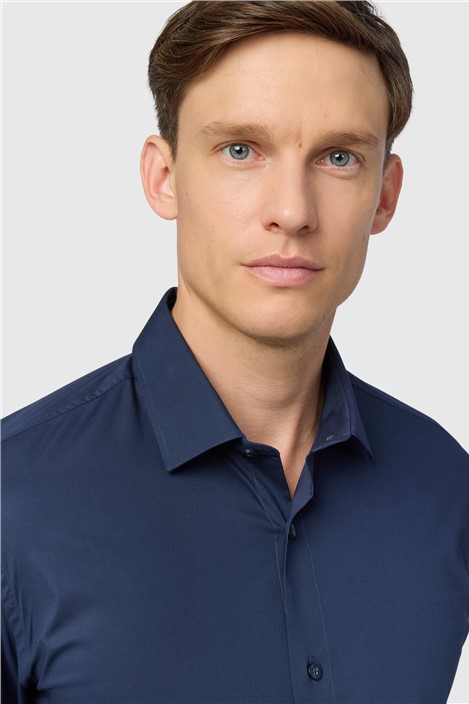 Limehaus Slim Fit Navy Stretch Shirt