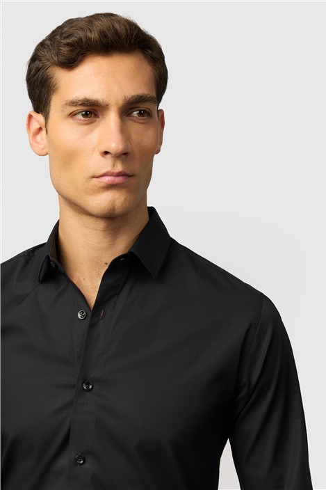 Limehaus Slim Fit Black Stretch Shirt