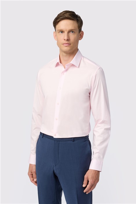 Limehaus Pink Mens Shirt Long Sleeve Slim Fit Stretch Fabric