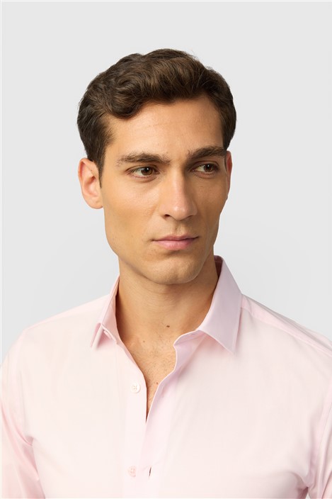 Limehaus Slim Fit Pink Stretch Shirt