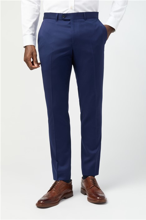 Alexandre Tailored Fit Italian Super 110s Blue Twill Mens Trousers