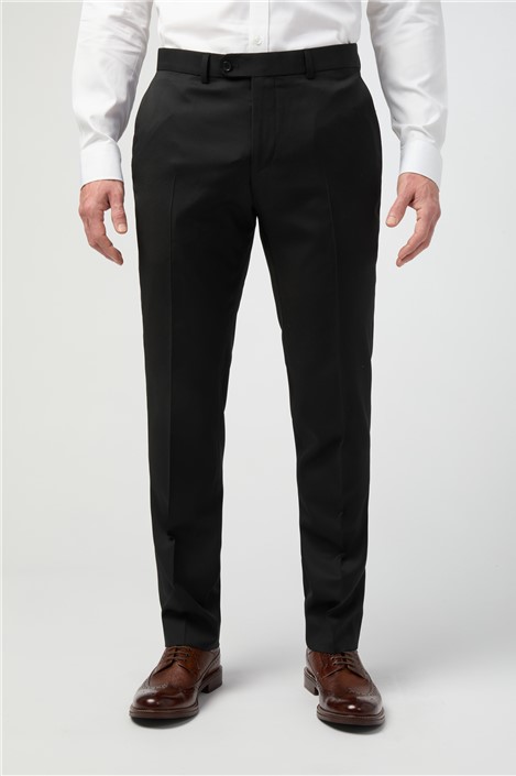 Alexandre Tailored Fit Italian Super 110s Black Twill Mens Trousers