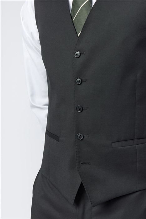 Alexandre Tailored Fit Italian Super 110's Black Twill Waistcoat