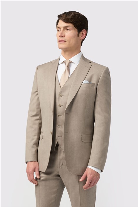 Alexandre Tailored Fit Italian Super 110s Stone Twill Mens Suit Jacket