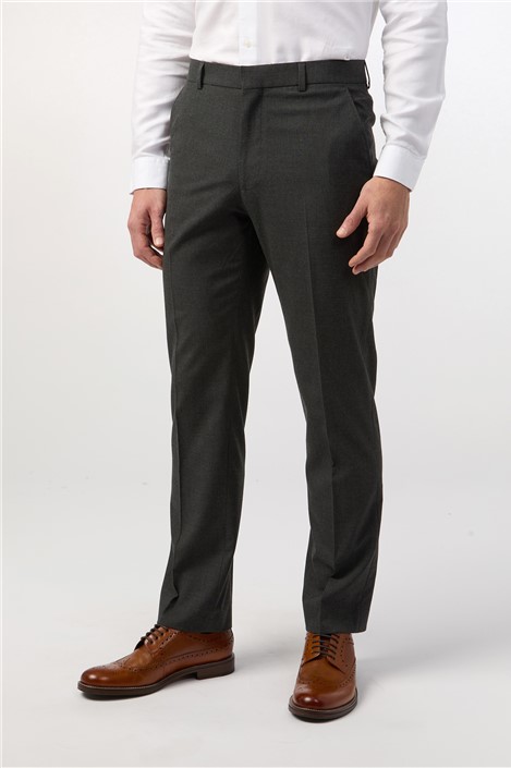 Limehaus Regular Fit Charcoal Grey Stretch Mens Trousers