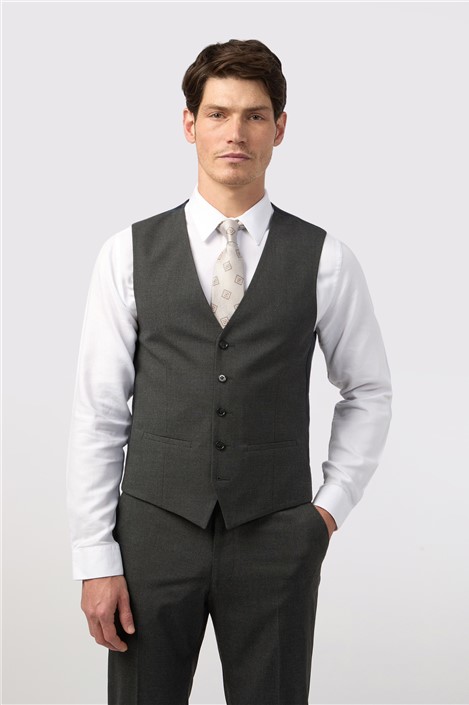 Limehaus Regular Fit Charcoal Grey Stretch Waistcoat