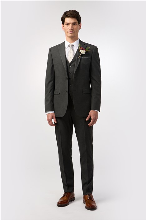Limehaus Regular Fit Charcoal Stretch Waistcoat