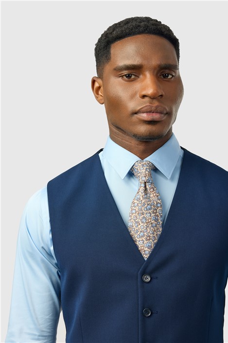 Limehaus Slim Fit Blue Stretch Waistcoat