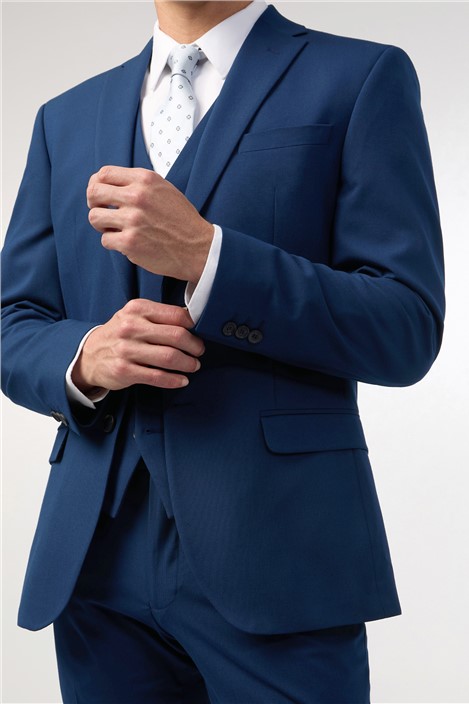 Limehaus Tailored Fit Blue Stretch Jacket