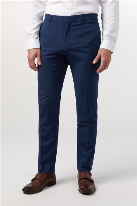 Limehaus Tailored Fit Blue Stretch Mens Trousers