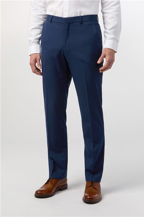 Limehaus Regular Fit Blue Stretch Mens Trousers