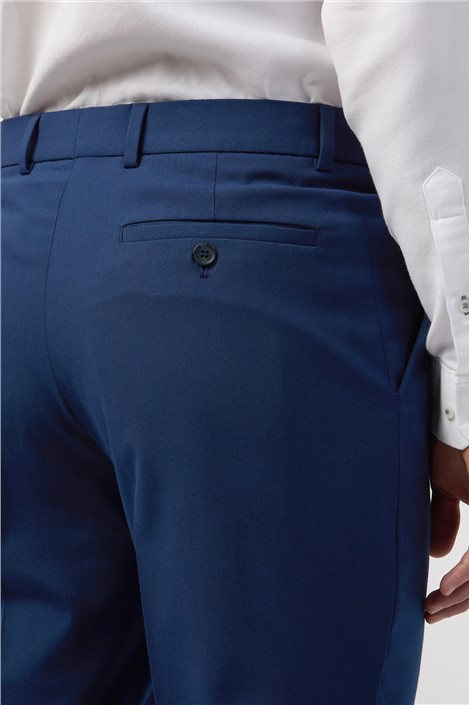 Limehaus Regular Fit Blue Stretch Trousers