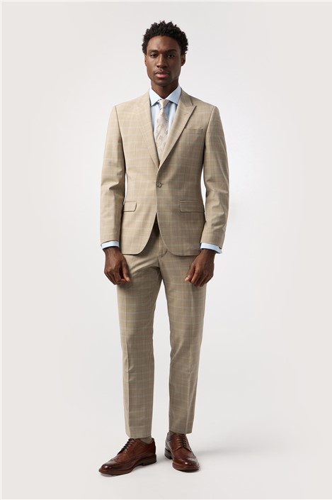Alexandre Tailored Fit Performance Stone Blue Check Suit